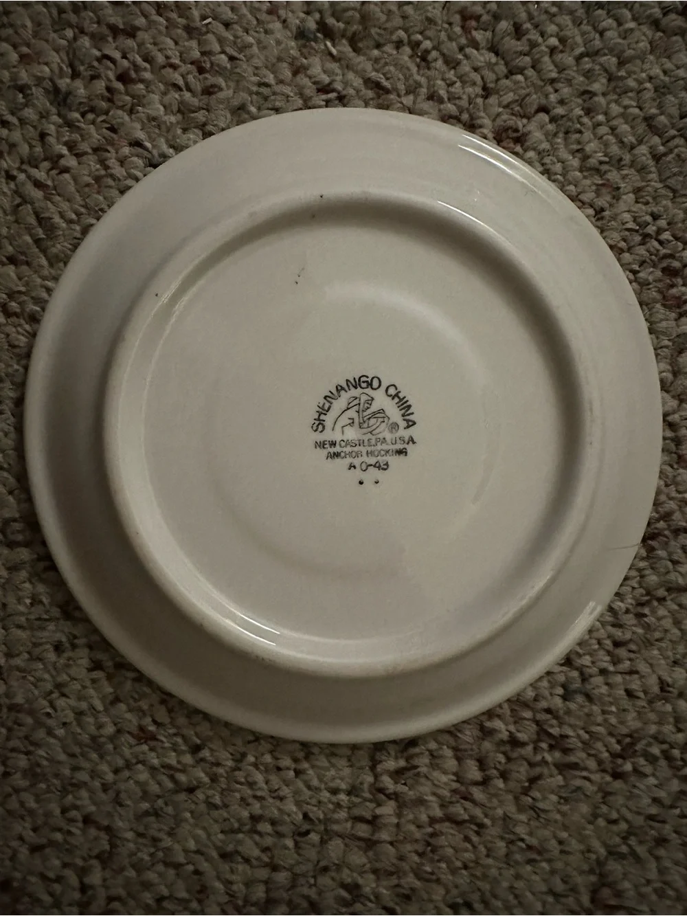 SHENANGO VINTAGE Bread Plate with Gold Floral Geometric Rim